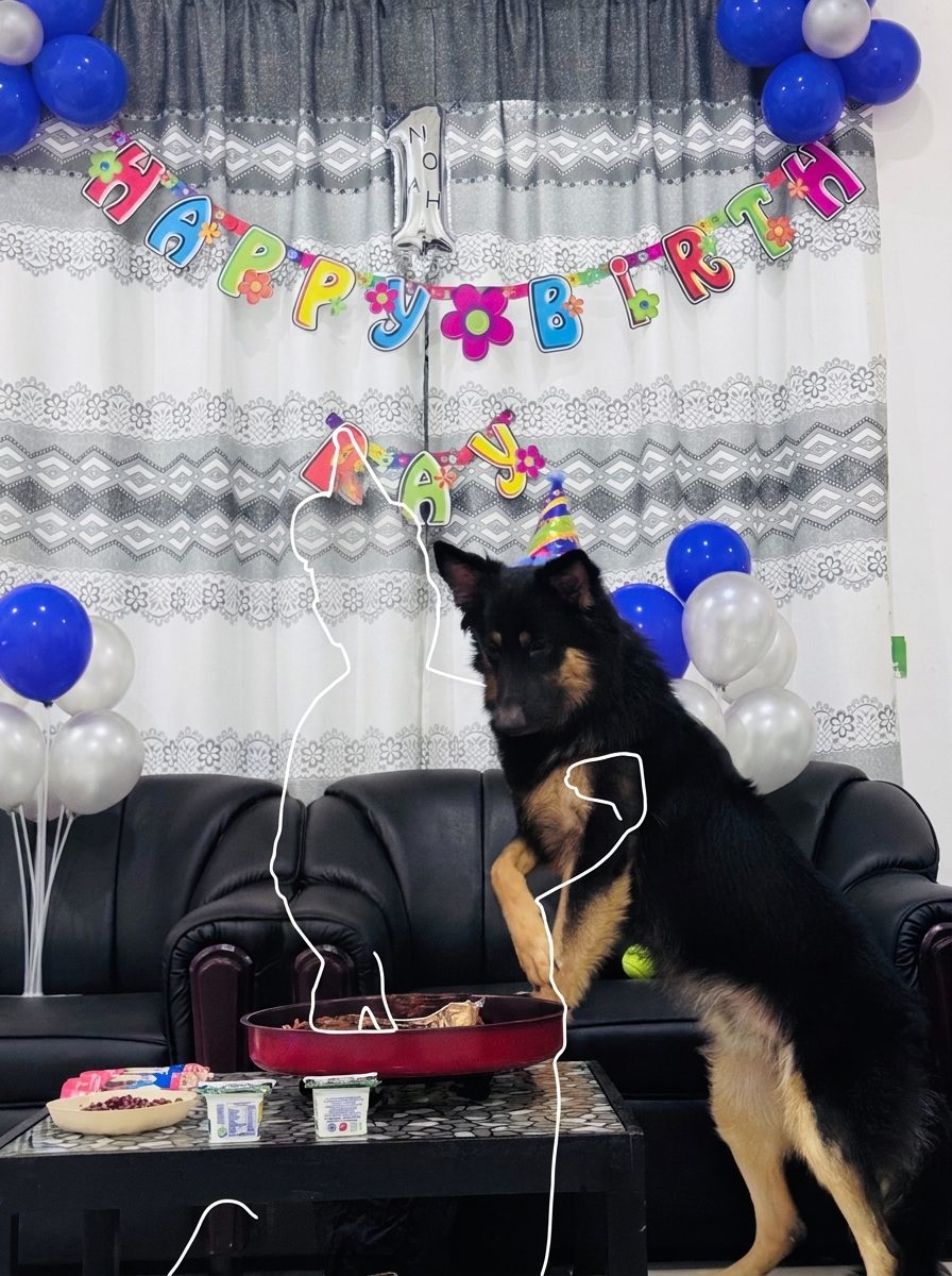Noah in a party hat on his first birthday